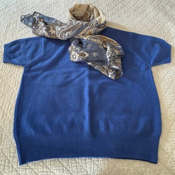 VTG SMITH & TELFORD 100% Pure Cashmere Sweater M Made in Scottland Cobalt Blue - Picture 1 of 8